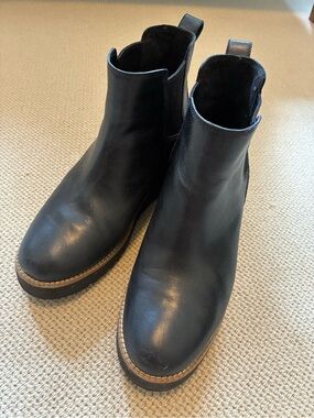 Cole Haan Black Leather Boots Wedge 8B